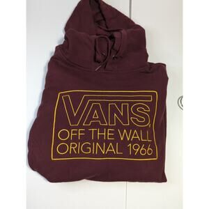 Vans Long Sleeve Pullover Hoodie Off The Wall Sweatshirt Size M Maroon/ Yellow